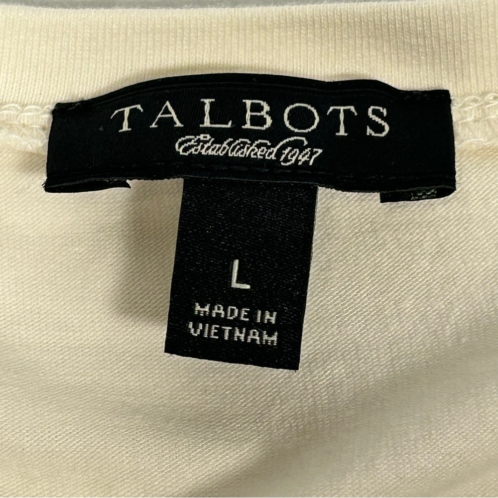 Talbots Blue Fitted Cap Sleeve Tee with Bamboo Floral Print - Picture 3 of 10